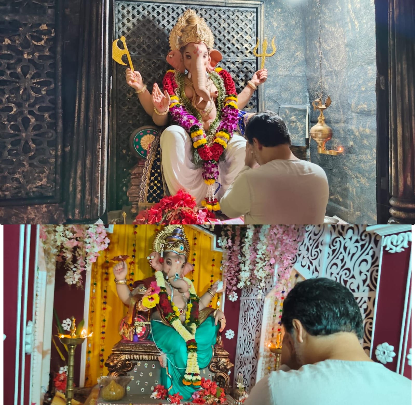 भाजपा नेते निलेश राणे यांनी वायरी येथे घरगुती गणपती बाप्पांचे दर्शन घेतले