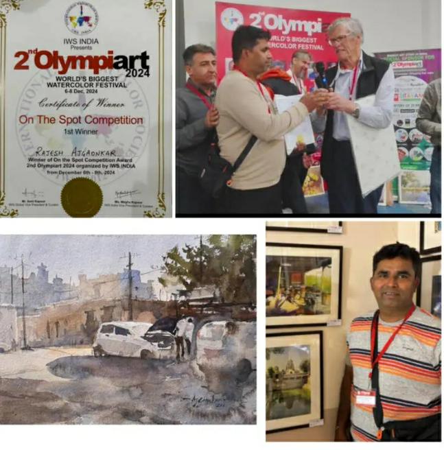 नूतन माध्यमिक विद्यालयचे शिक्षक राजेश आजगावकर यांचे आंतरराष्ट्रीय वॉटर कलर महोत्सवात सुयश