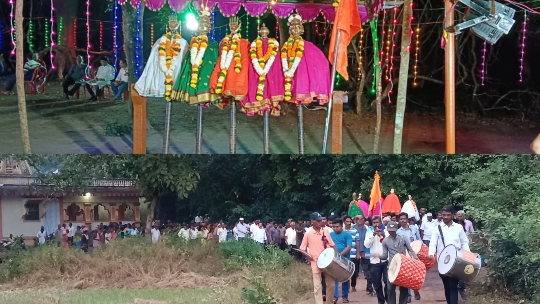 वेरली येथील श्री देवी सातेरी देव पंचायतन श्री देव गांगेश्वराची भेट करून श्री देव रवळनाथाच्या भेटीला दाखल.