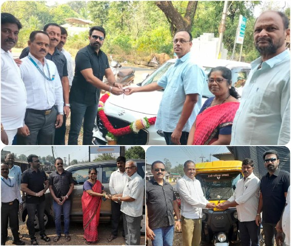 सिंधुदुर्ग बँक सुकळवाड शाखेने वाहनकर्ज दिलेल्या वाहनांचे वितरण