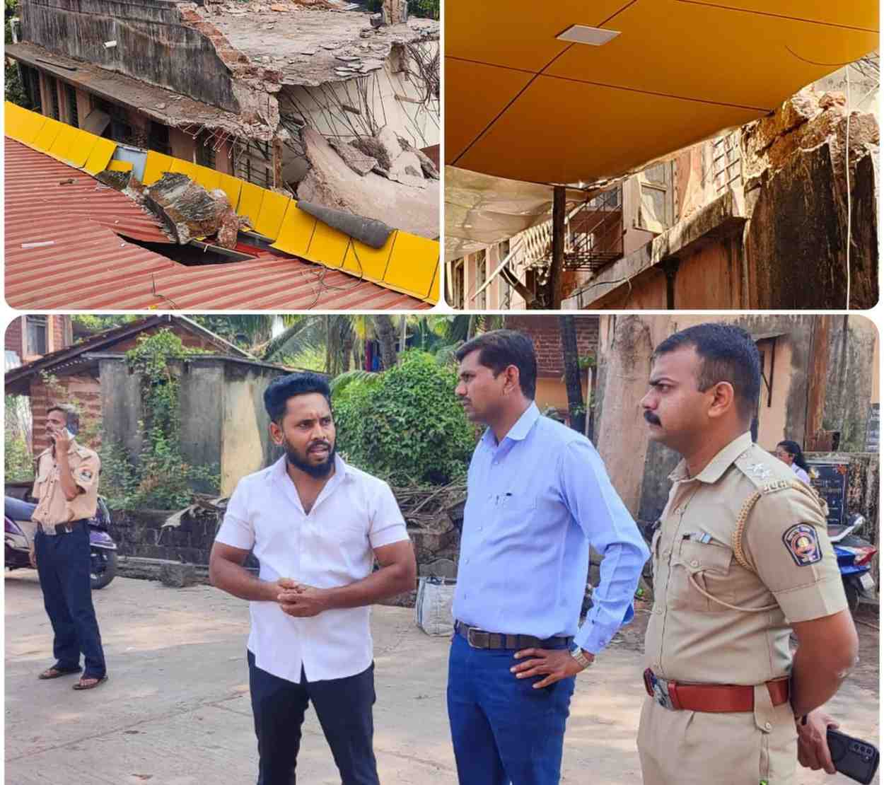 मालवण | बसस्थानक नवीन इमारतीच्या दर्शनी भागावर जुन्या इमारतीचे बांधकाम कोसळून नुकसान