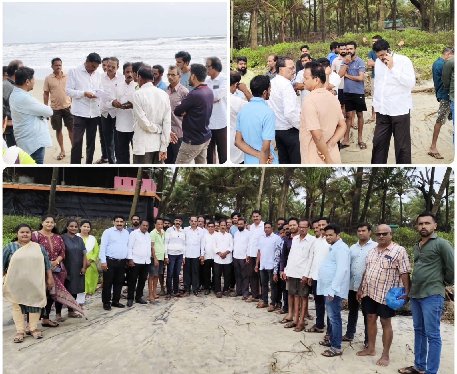 सागरी अतिक्रमण बाधित वायरी तेली पाणंद भागाची शिवसेना जिल्हाप्रमुख दत्ता सामंत यांनी केली पाहाणी