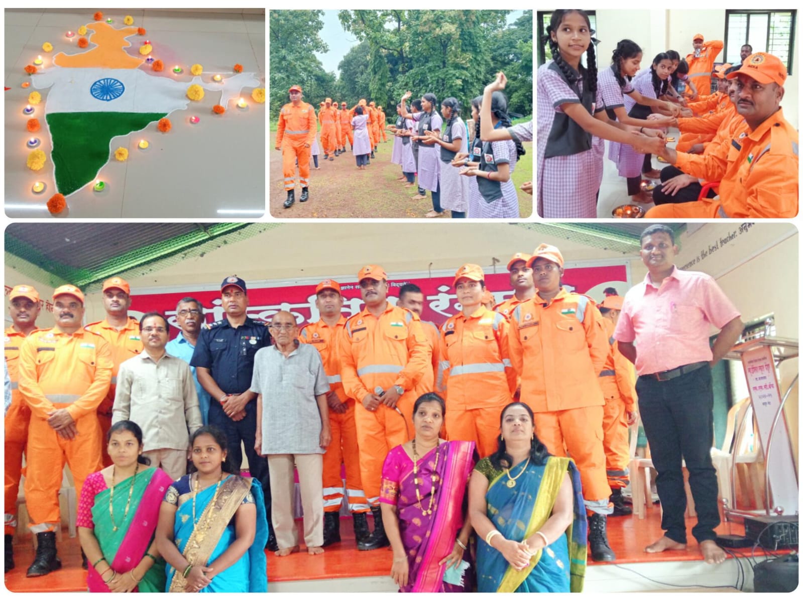 अनोखा सोहळा | न्यू इंग्लिश स्कूल पेंडूरच्या विद्यार्थ्यांनी राष्ट्रीय आपत्ती प्रतिसाद दलातील जवानांना बांधल्या राखी