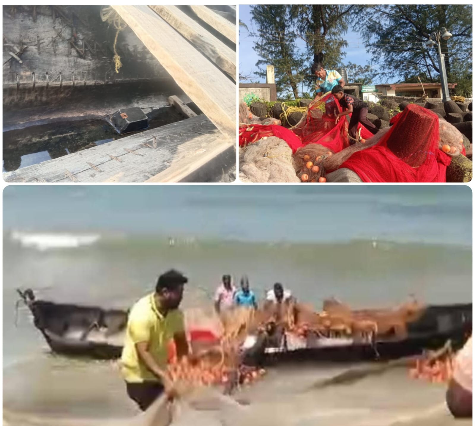 लाटांच्या तडाख्यात नौका फुटली जाळी फाटली