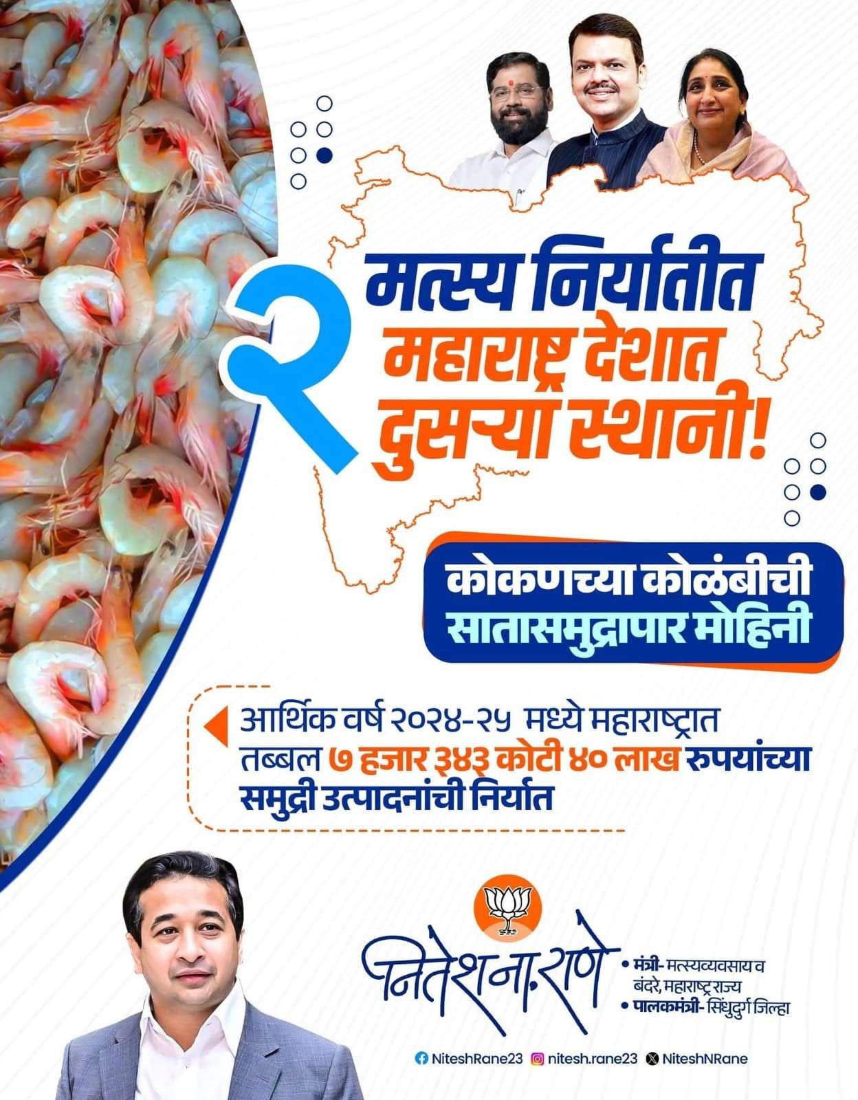 महाराष्ट्र मत्स्य निर्यातीत देशात दुसऱ्या स्थानी