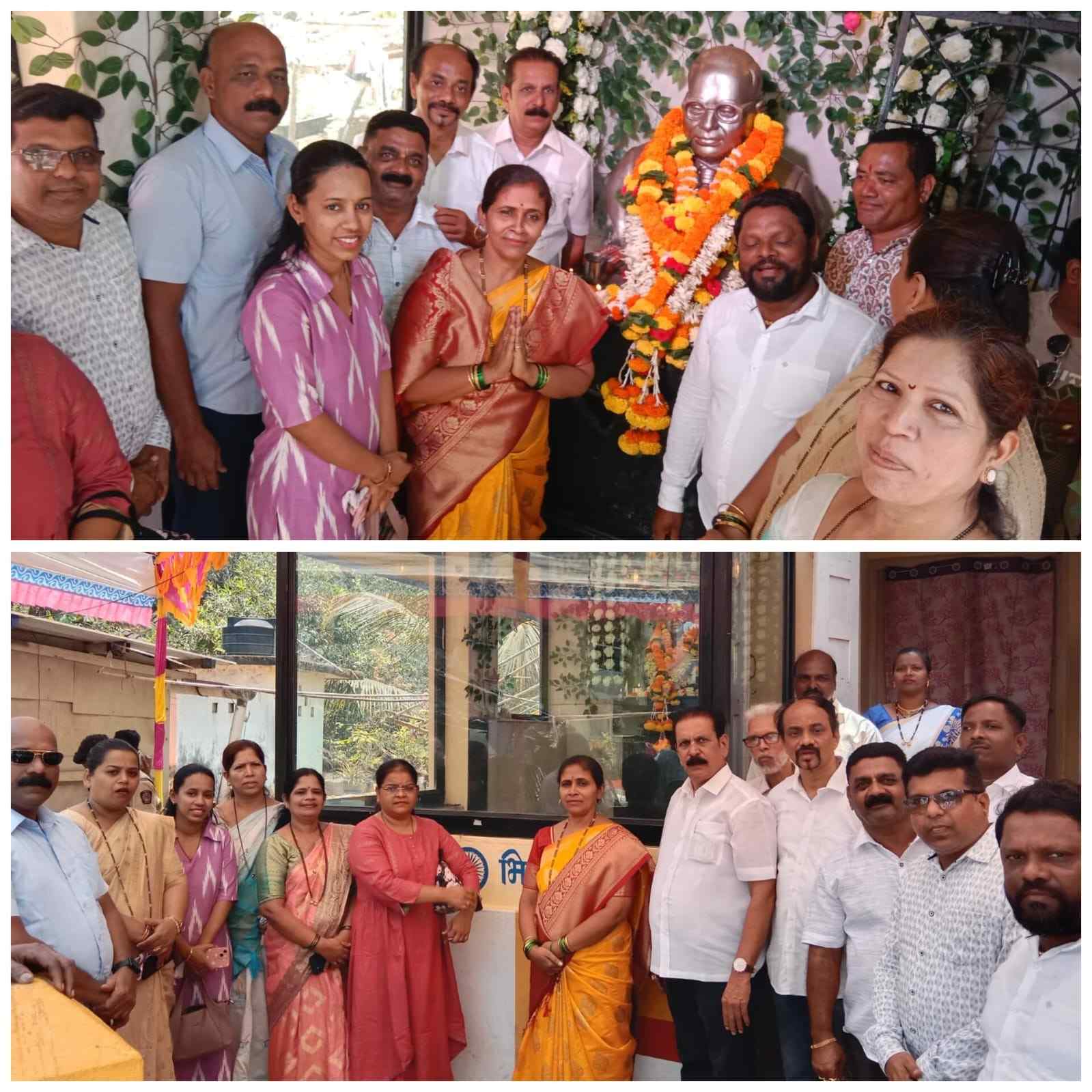 डॉ. बाबासाहेब आंबेडकर यांच्या पुतळ्याला नगराध्यक्षा,उपनगराध्यक्ष व नगरसेवक यांच्या वतीने पुष्पहार अर्पण करून अभिवादन