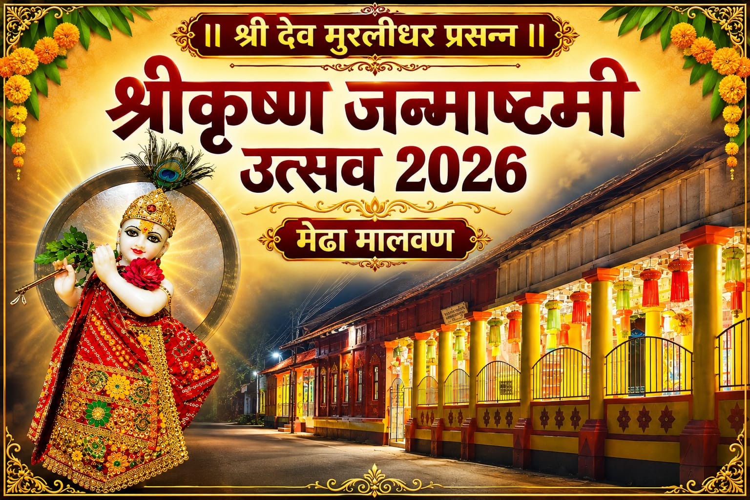 मेढा येथील श्री देव मुरलीधर मंदिरात जन्माष्टमी उत्सव