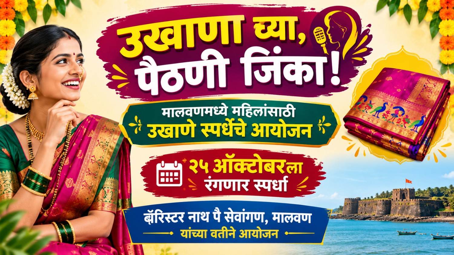 उखाणा घ्या, पैठणी जिंका! मालवणमध्ये महिलांसाठी उखाणे स्पर्धेचे आयोजन